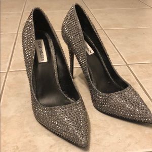 Steve Madden Silver/Grey Rhinestone Heels